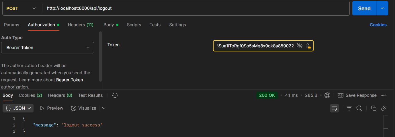 Postman Logout Laravel Sanctum - NganggurDev